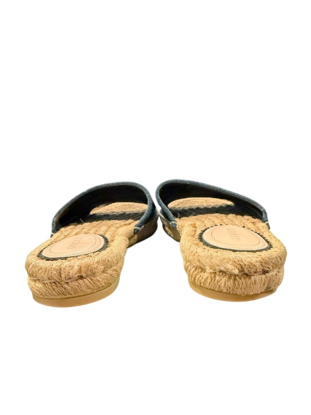 Gucci Pilar GG Denim Espadrille Slides Blue Canvas Jute Sandals EU 37.5 US 7.5 - Picture 4 of 10